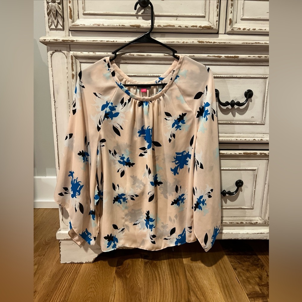 Vince Camuto Blouse Women’s Blush Floral Kimono Long Sleeve Top Sz S